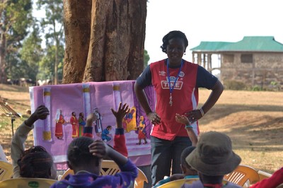 Margaret passionately leading Bible stories